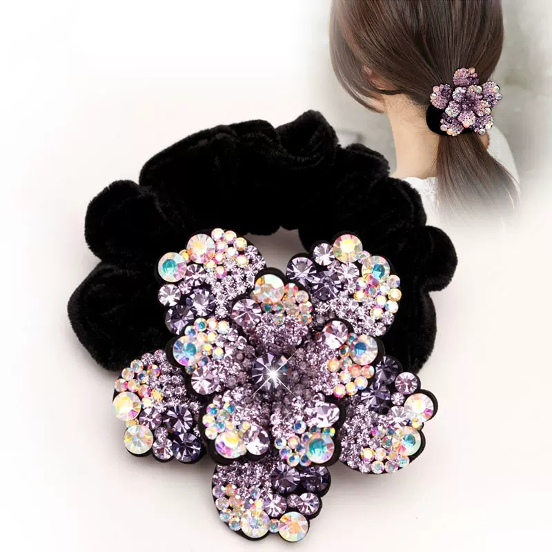 Hair Tie Velvet - Mulheres strass scrunchies veludo elástico faixas