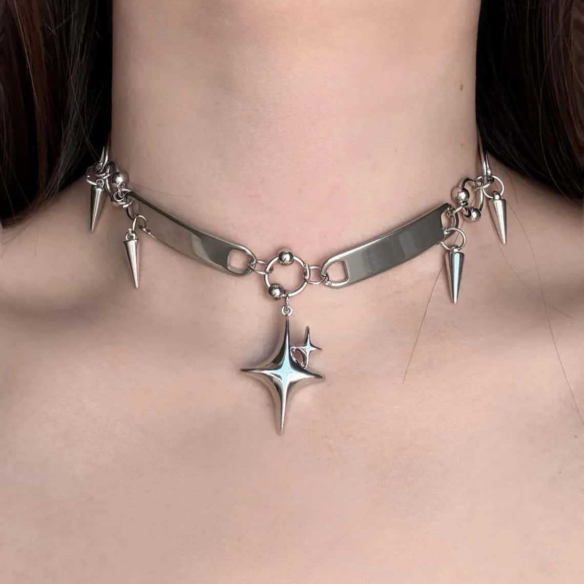 Women'S Accessories Designer - Colar Choker Punk com Estrelas e