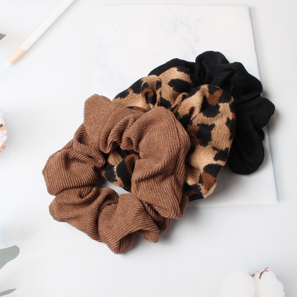 Hair Tie Velvet - Estampa de leopardo scrunchie cordão outono