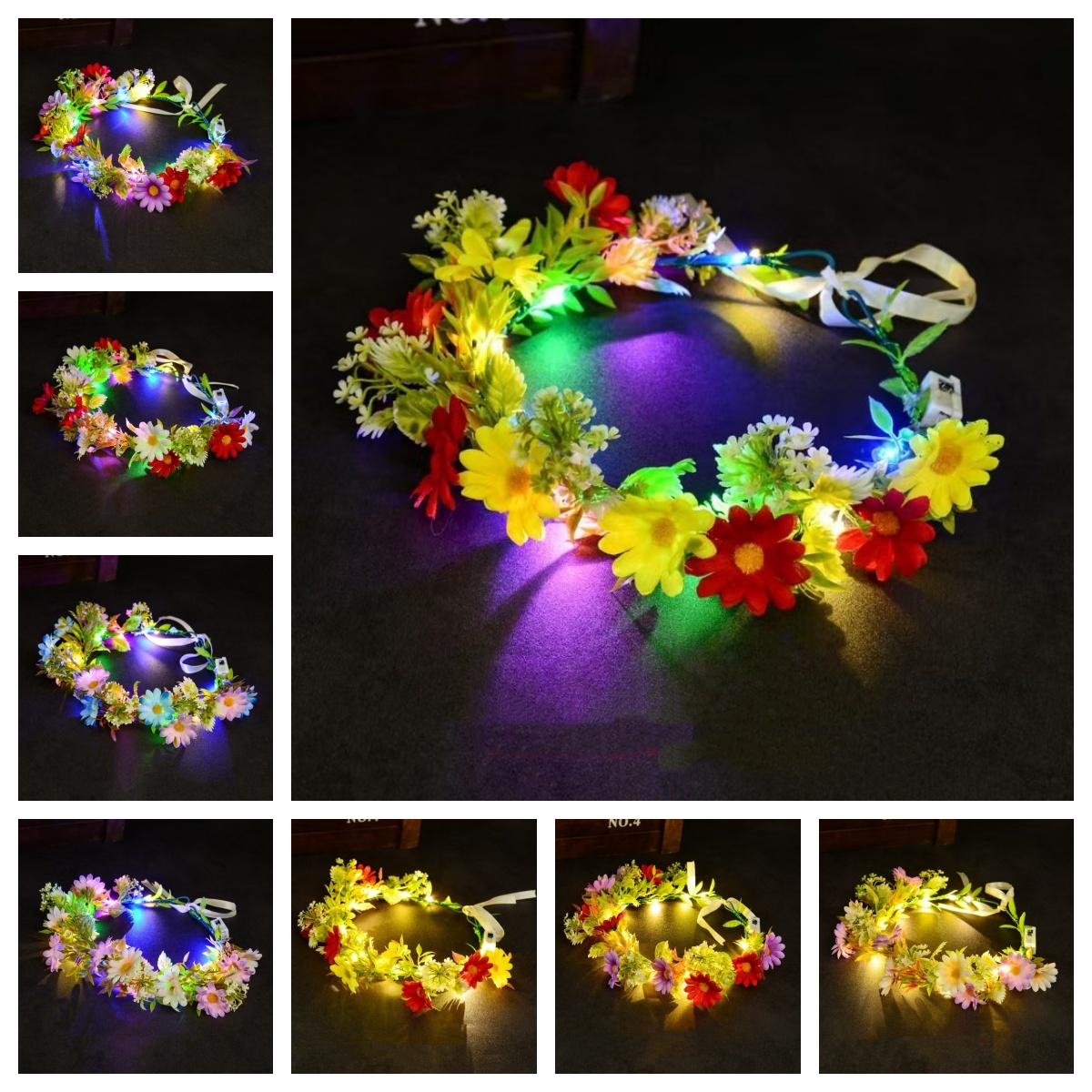Coroa de flores com luzes LED, - Women Accessories Photos avaliação e preço